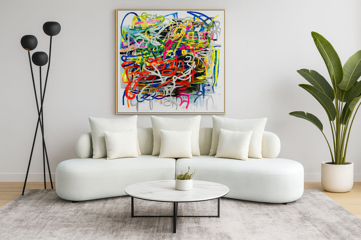 Grace curved sectional sofa in beige — available at Albert Furniture Miami
