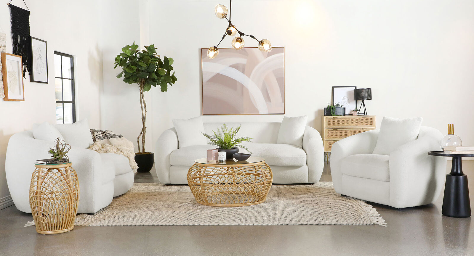 Isabella faux-sheepskin sofa set — Albert Furniture Miami